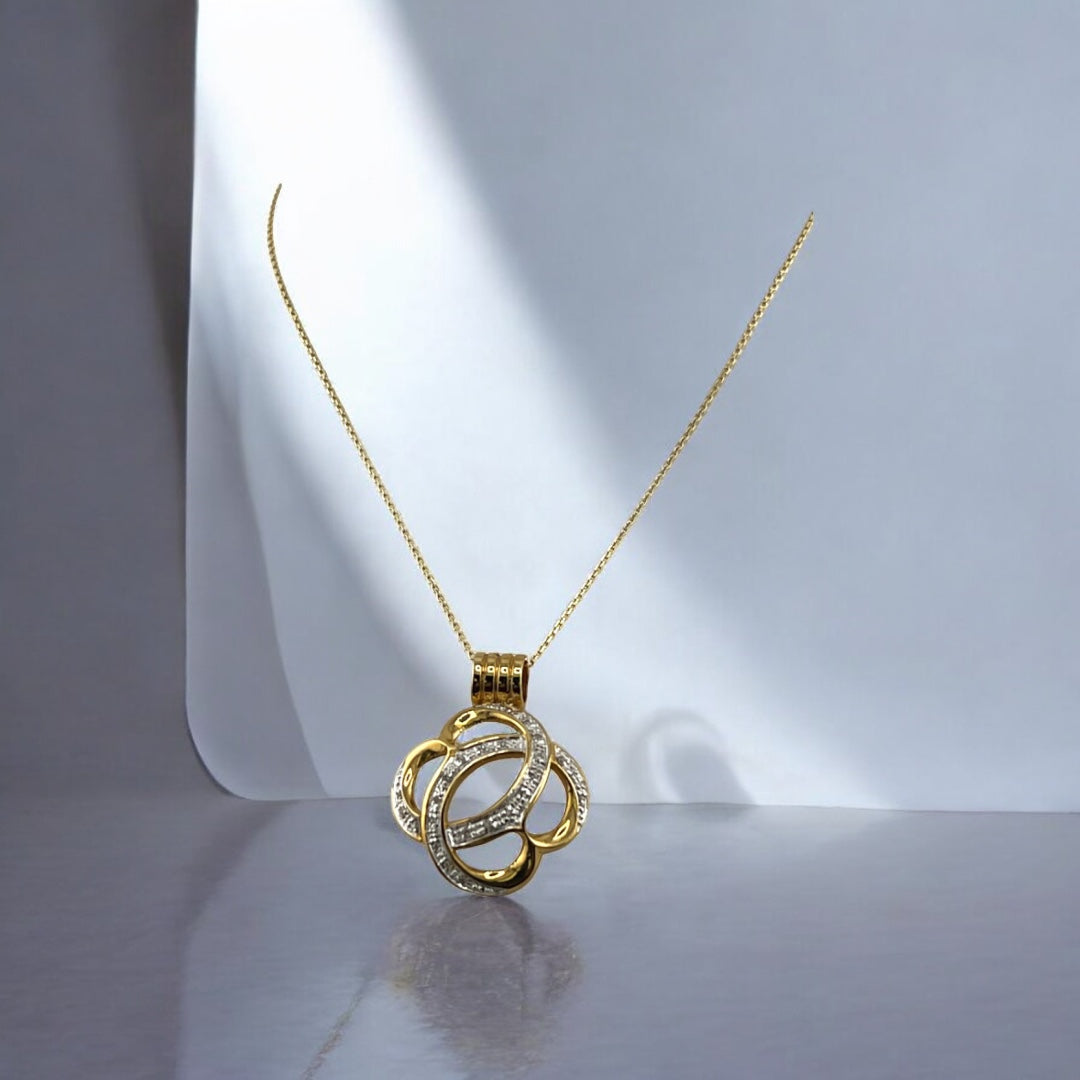 Sterling Silver, Gold Tone, Knot Pendant, Zirconia Stone, Elegant Gift for Her, Soulmate Necklace, Jewelry Gift