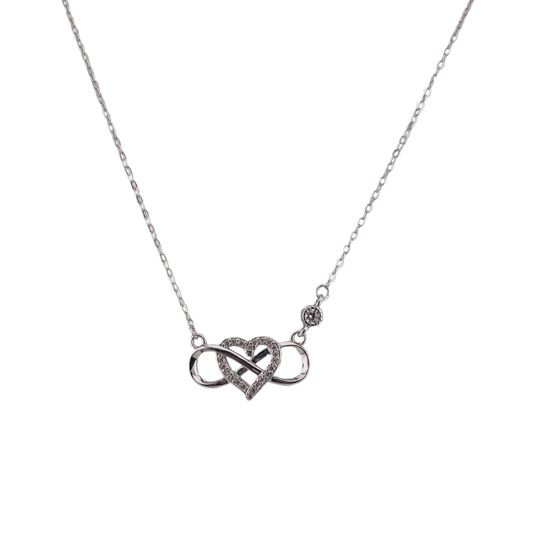 Sterling Silver, Zircon, Infinity, Heart, Pendant, Necklace