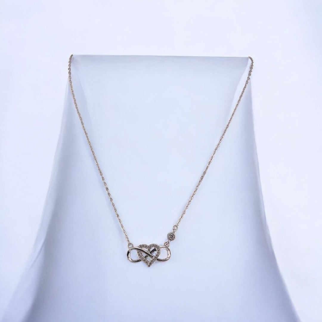 Sterling Silver, Zircon, Infinity, Heart, Pendant, Necklace