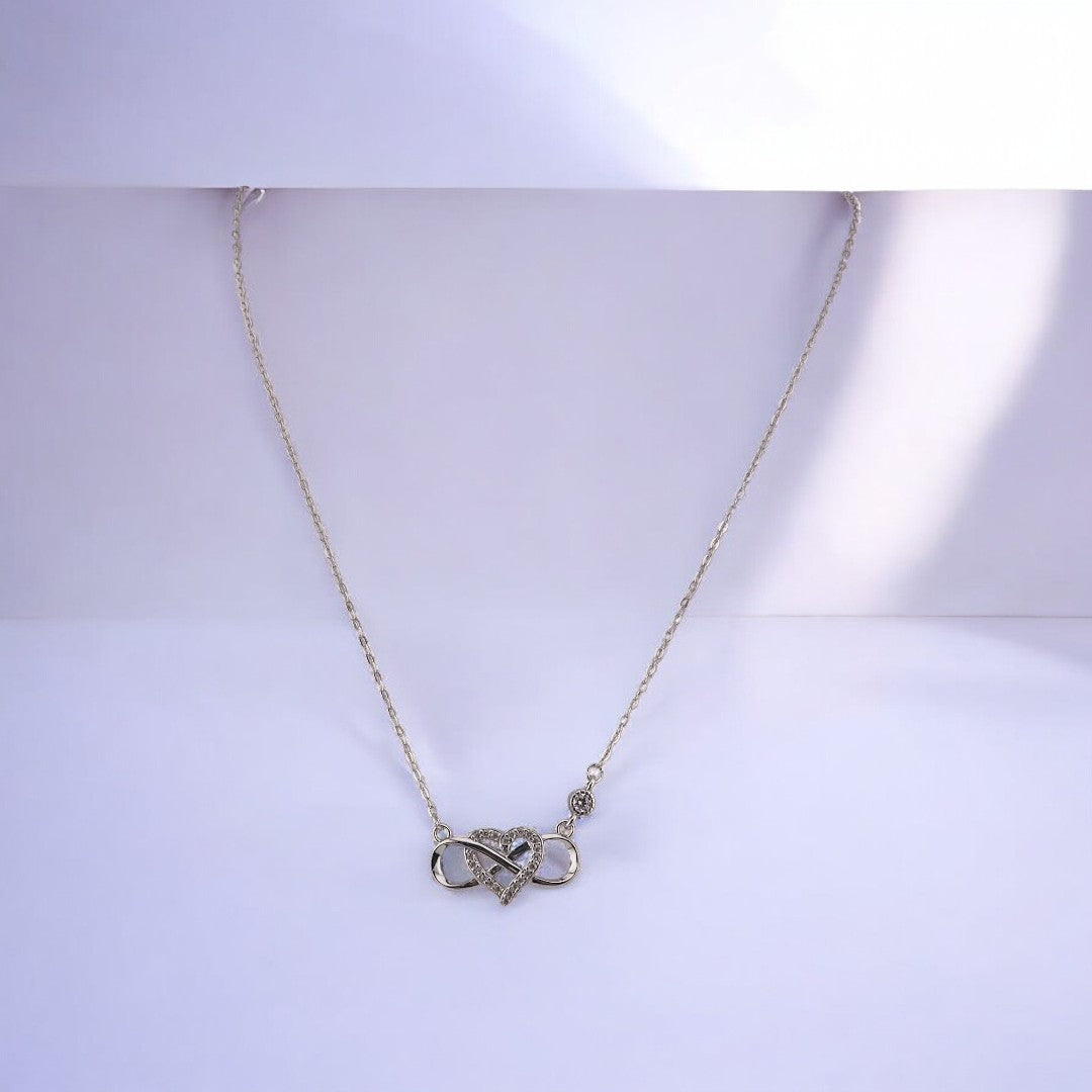 Sterling Silver, Zircon, Infinity, Heart, Pendant, Necklace