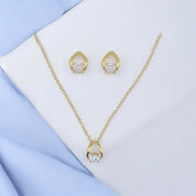 Gold-Plated, Sterling Silver, Zircon, Teardrop, Necklace, Earring, Moonstone