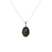 Green Amber, Gemstone, Precious Stone Pendant, Sterling Silver Necklace, Elegant Gift for All Occasions