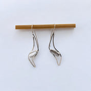 Curved Sterling Silver Earrings with Elongated Freshwater Pearls, Elegant Artisan Jewelry