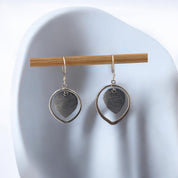 Sterling Silver Two-Tone Leaf Design Earrings with Layered Hanging Leaf, Elegant Textured Jewelry