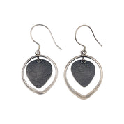 Sterling Silver Two-Tone Leaf Design Earrings with Layered Hanging Leaf, Elegant Textured Jewelry