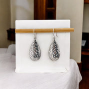 Teardrop Sterling Silver Earrings with Dangling Swirls and Natural Inspiration, Elegant Jewelry