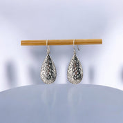 Teardrop Sterling Silver Earrings with Dangling Swirls and Natural Inspiration, Elegant Jewelry