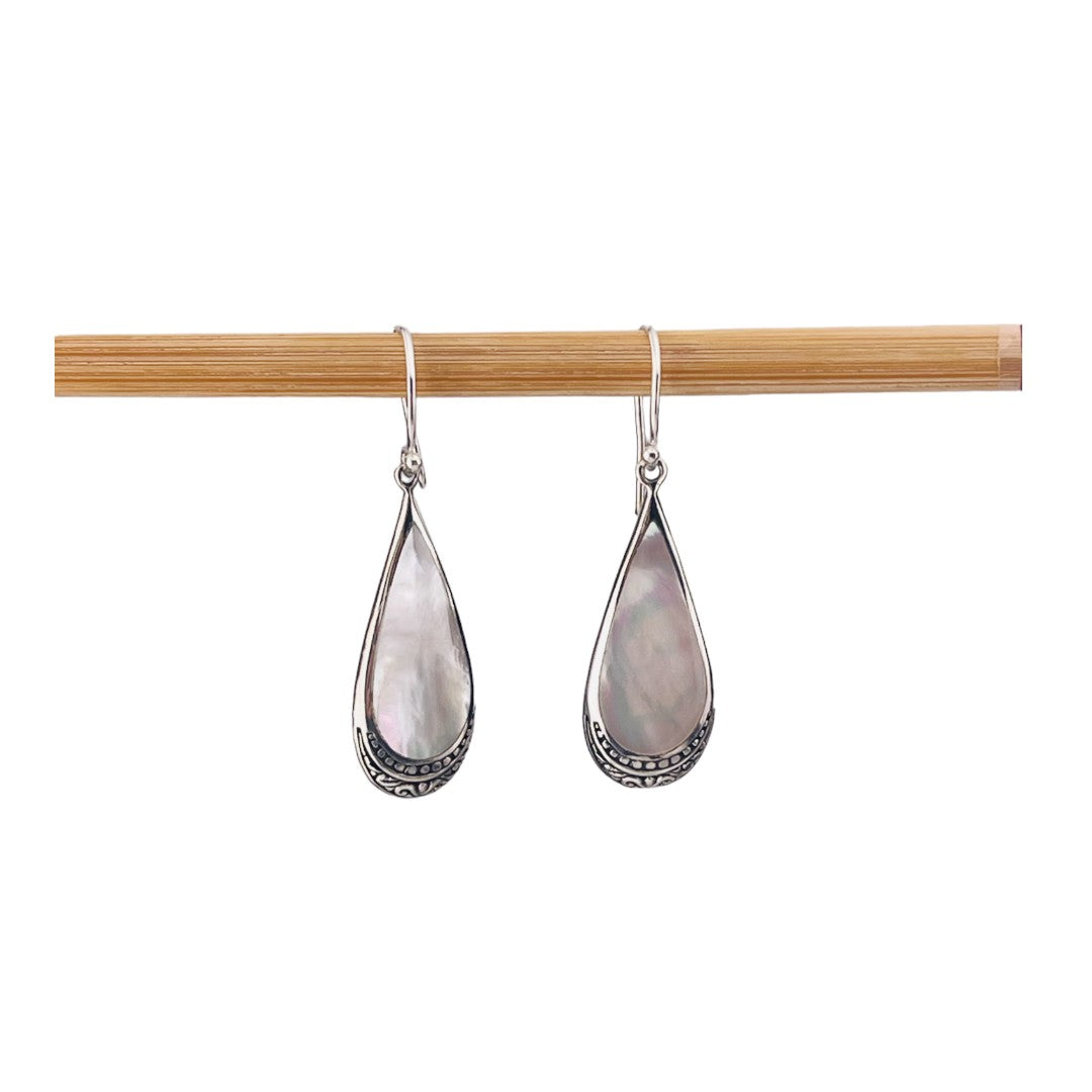 Mother of Pearl Teardrop Earrings, Sterling Silver, Elegant Jewelry, Bridal Jewelry, Anniversary Gift, Christmas Gift