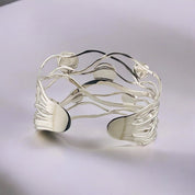 Elegant Waves ,Sterling Silver, Freshwater Pearl Cuff Bracelet