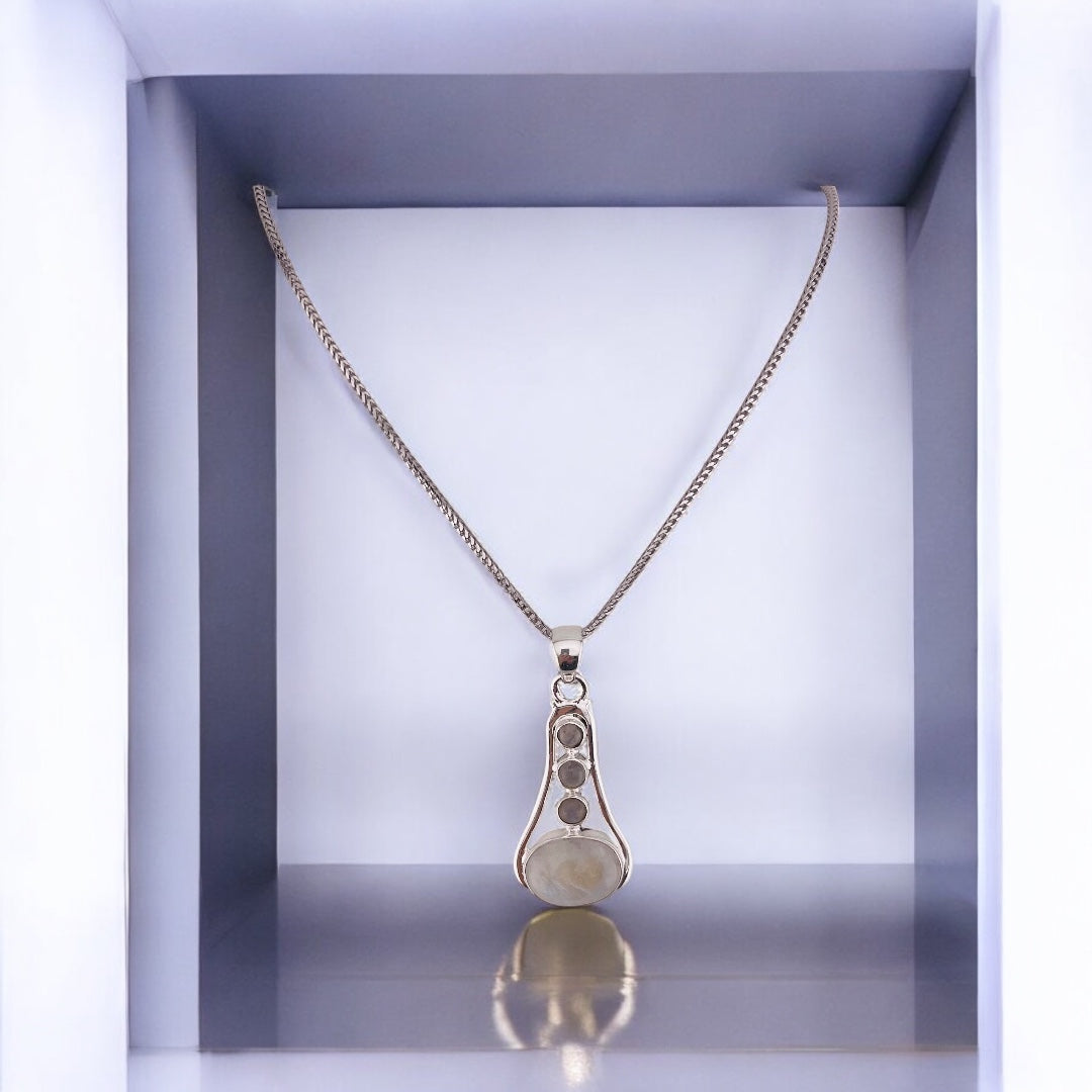 Lunar Glow Necklace,  Moonstone Pendant, Sterling Silver Chain, Elegant Gift for All Occasions