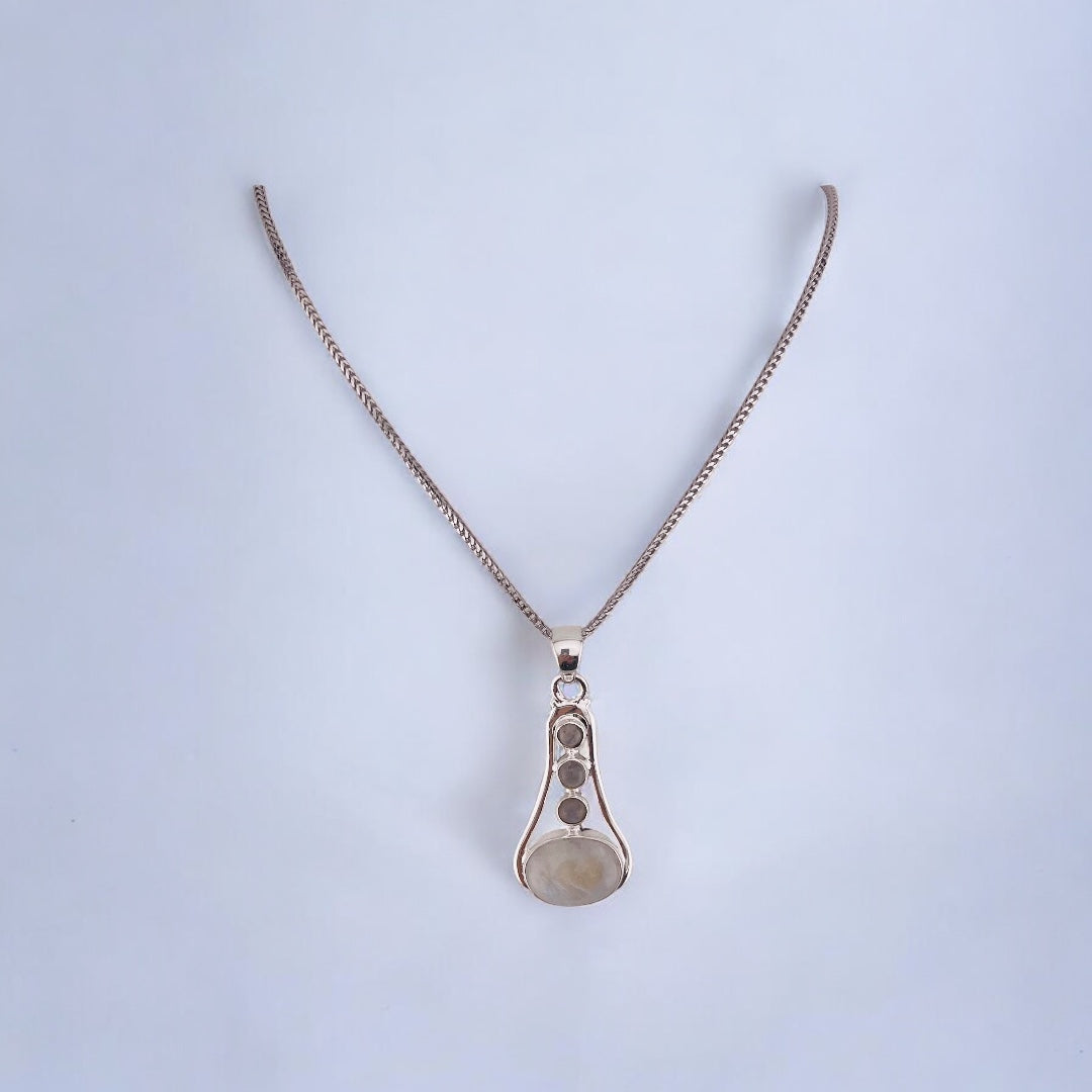 Lunar Glow Necklace,  Moonstone Pendant, Sterling Silver Chain, Elegant Gift for All Occasions