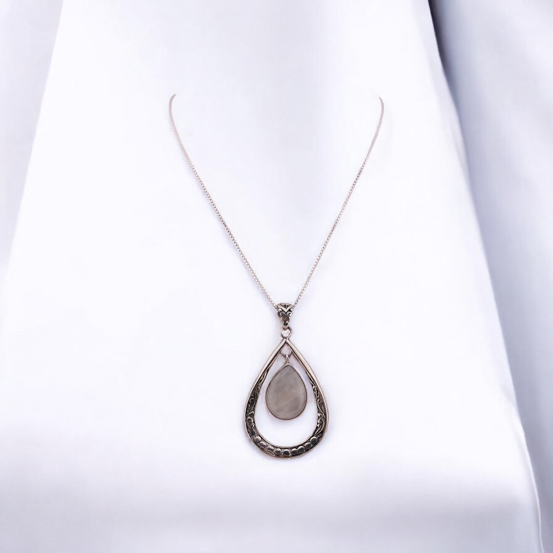 Sterling Silver Moonstone Teardrop Pendant, -  Sterling Silver Necklace, Elegance and Timeless Jewelry Gift