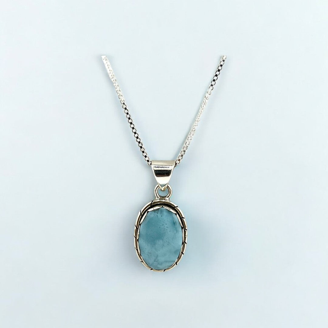 Larimar Stone Gemstone, Sterling Silver Pendant, Elegant Larimar Necklace,  Silver Jewelry Gift