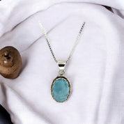 Larimar Stone Gemstone, Sterling Silver Pendant, Elegant Larimar Necklace,  Silver Jewelry Gift