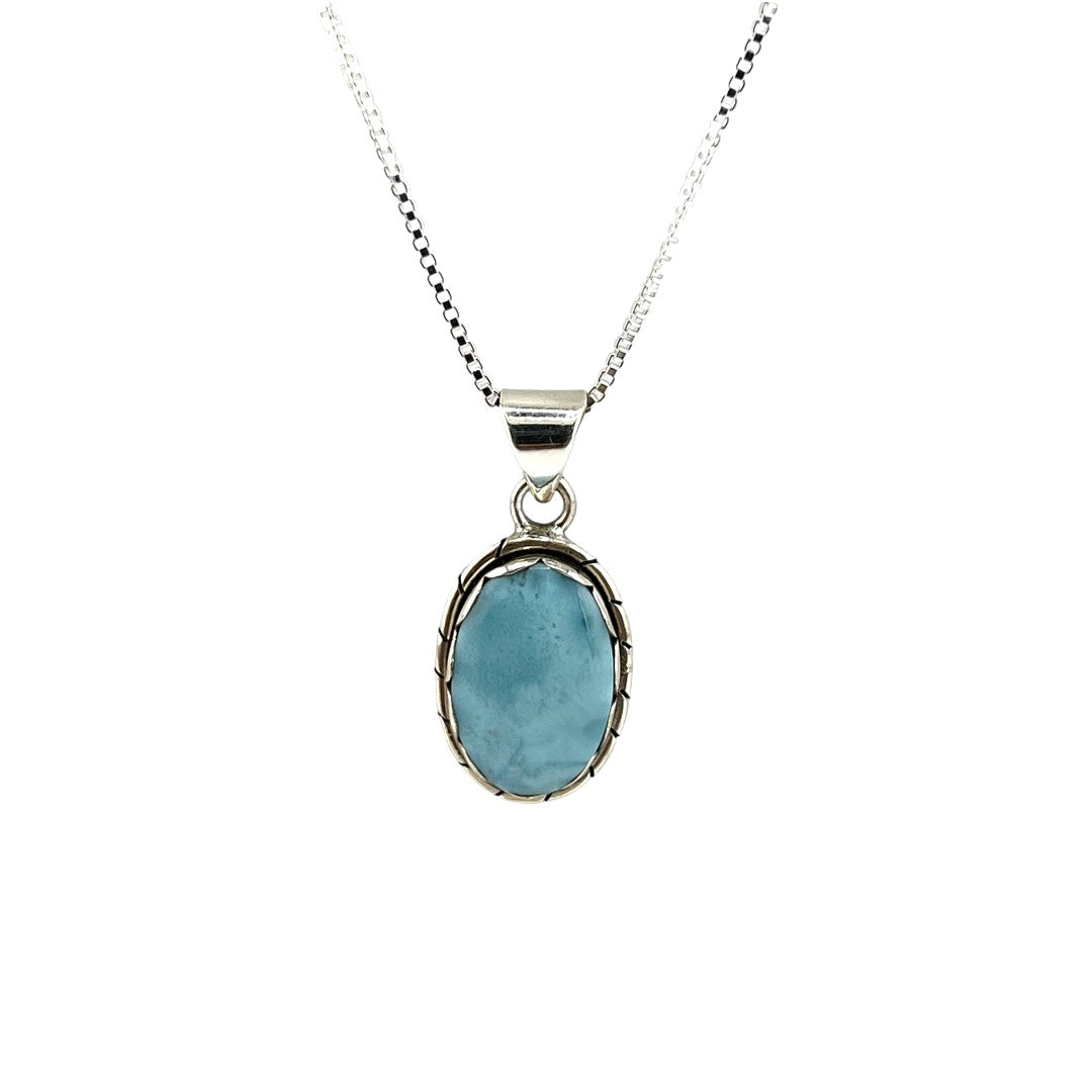 Larimar Stone Gemstone, Sterling Silver Pendant, Elegant Larimar Necklace,  Silver Jewelry Gift