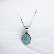 Larimar Stone Gemstone, Sterling Silver Pendant, Elegant Larimar Necklace,  Silver Jewelry Gift