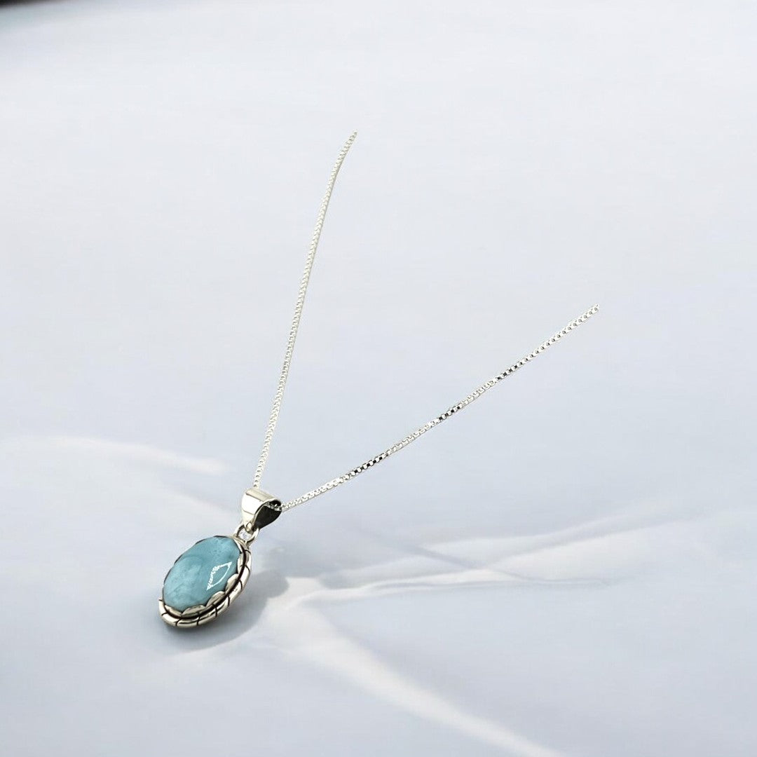 Larimar Stone Gemstone, Sterling Silver Pendant, Elegant Larimar Necklace,  Silver Jewelry Gift