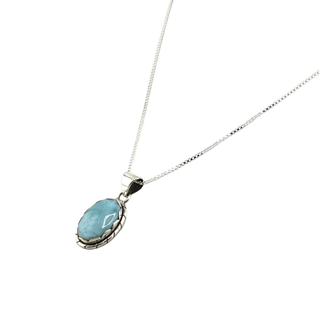 Larimar Stone Gemstone, Sterling Silver Pendant, Elegant Larimar Necklace,  Silver Jewelry Gift