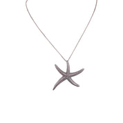 Starfish Sterling Silver, Pendant Necklace, Sterling Silver Sea Life, Ocean Necklace with Zirconia