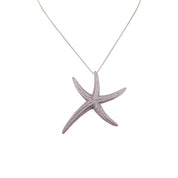 Starfish Sterling Silver, Pendant Necklace, Sterling Silver Sea Life, Ocean Necklace with Zirconia