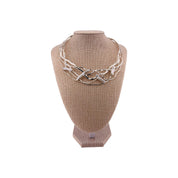 Sterling Silver Wave Design Choker, Necklace with Freshwater Pearls