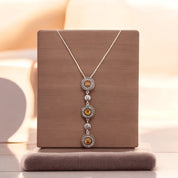 Sterling Silver Multi-Circle Pendant Necklace with Golden Zirconia