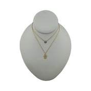 Gold-Plated, Sterling Silver, Necklace, Zircon, Hamsa, Evil Eye, Double Layer, Lobster Clasp