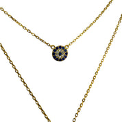 Gold-Plated, Sterling Silver, Necklace, Zircon, Hamsa, Evil Eye, Double Layer, Lobster Clasp