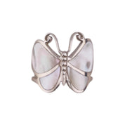 Sterling Silver Butterfly Ring with Mother of Pearl Wings, Nature-Inspired Elegant Jewelry