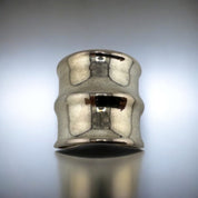 Sterling Silver, Ring, Wide, Bamboo, Modernist Style