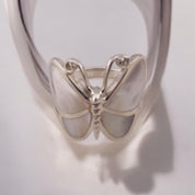 Sterling Silver Butterfly Ring with Mother of Pearl Wings, Nature-Inspired Elegant Jewelry