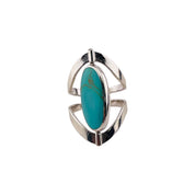 Sterling Silver Reversible Marquise Ring with Mother of Pearl, White or Green Dual-Tone Design