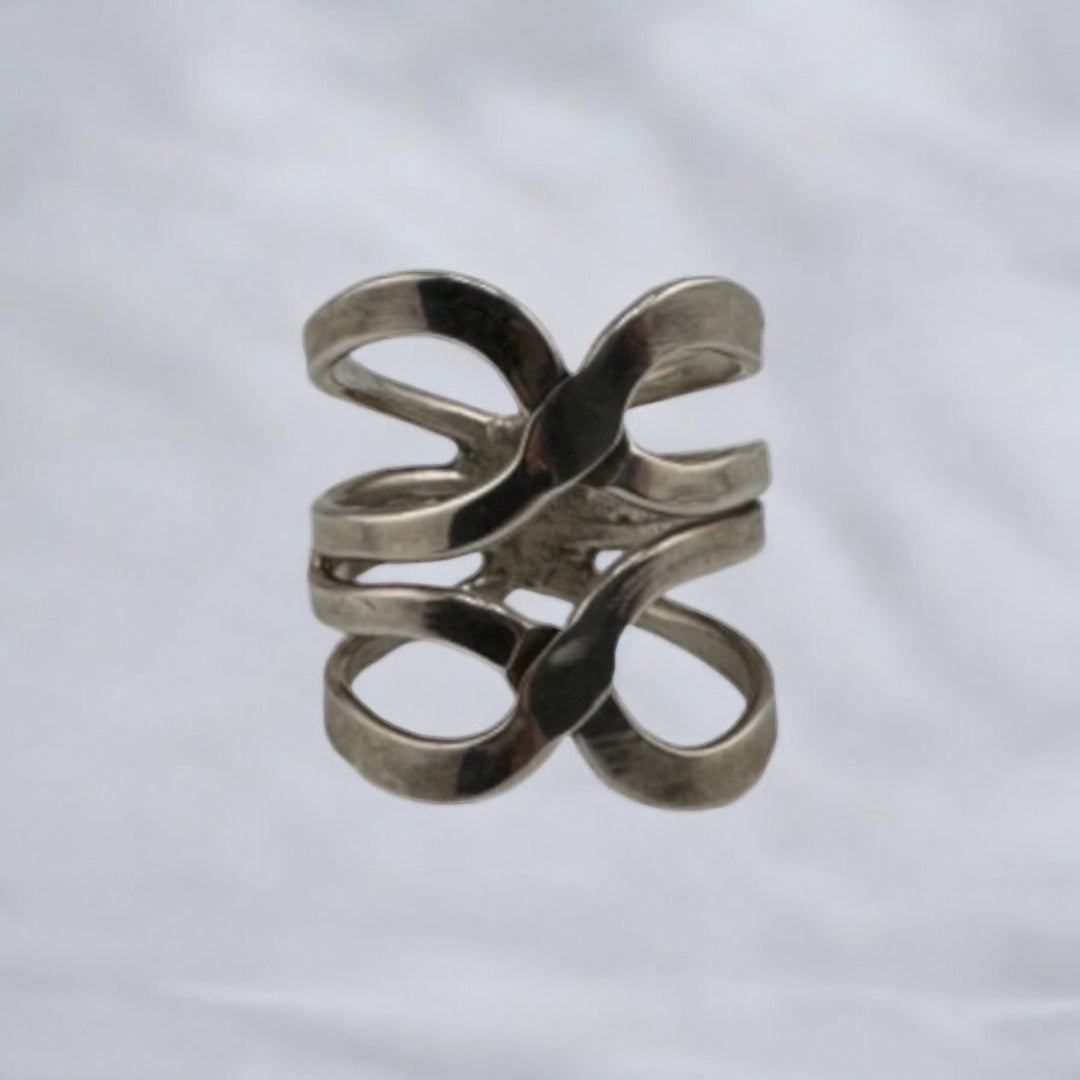 Sterling Silver Double Infinity Ring, Boho, Modernist Style, Eternal Love, Unique Design, Gift for Her, Fashion Accessory