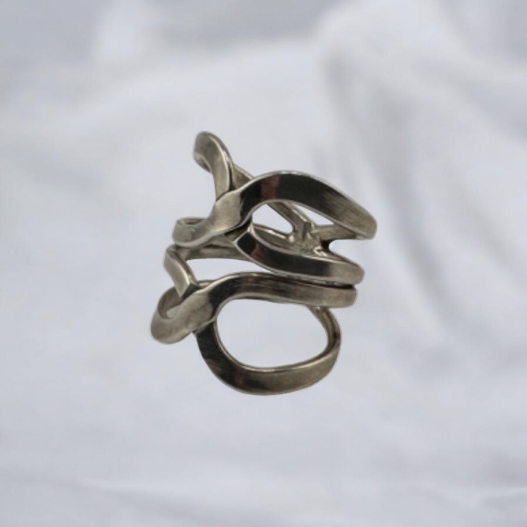 Sterling Silver Double Infinity Ring, Boho, Modernist Style, Eternal Love, Unique Design, Gift for Her, Fashion Accessory