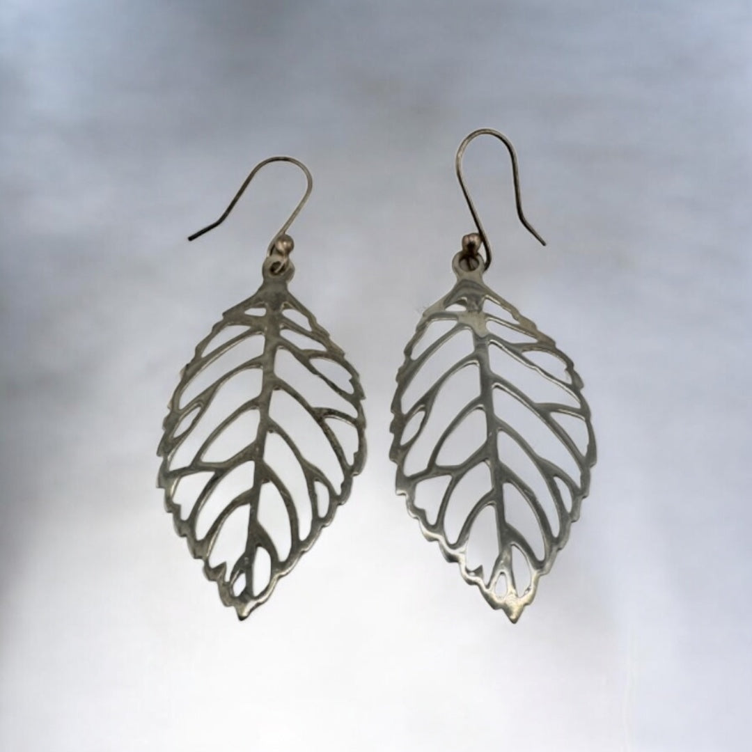 Sterling Silver, Leaf, Pendant Earrings, Nature, Boho, Gift for Her