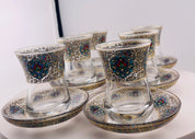 Interactive Turkish Design Tea and Coffee Glass Set – Elegant Cups and Saucers