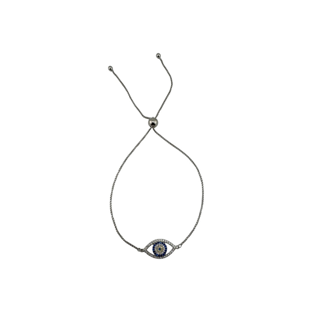 Sterling Silver, Zircon, Evil Eye, Bracelet, Bolo Tie, Protection Jewelry, Talisman