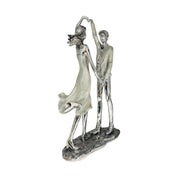 Heartfelt Embrace Sculpture – Contemporary Couple's Art in Glossy Silver