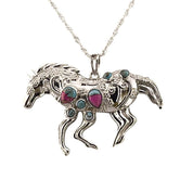 Cotton Candy Horse Pendant Sterling Silver 925 Necklace Western Style