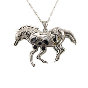 White Buffalo Horse Pendant 925 Sterling Silver Necklace Western Style