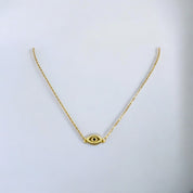 Gold-Plated, Sterling Silver, Pendant, Necklace, Zircon, Evil Eye, Dark Blue, Protection Jewelry, Talisman