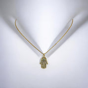 Gold-Plated, Sterling Silver, Zircon, Hamsa, Pendant, Necklace, Talisman, Protection Jewelry