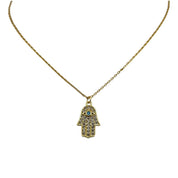 Gold-Plated, Sterling Silver, Zircon, Hamsa, Pendant, Necklace, Talisman, Protection Jewelry