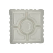 White Ceramic, Silver Trim, 5-Section, Square, Appetizer Plate, Party Platter