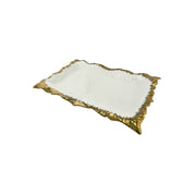 White, Gold Trim, Rectangle, Ceramic Plate, Display Plate