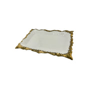 White, Gold Trim, Rectangle, Ceramic Plate, Display Plate