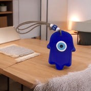 Hamsa Glass Blue Evil Eye Nazar Wall Ornament