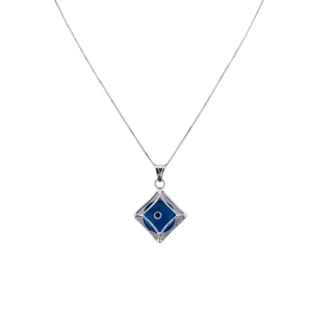 Evil Eye Guardian's Square Sterling Silver  Necklace and Pendant