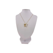 Butterfly Elegance: 18K Gold-Plated Pearl & Zircon Pendant with White Accents