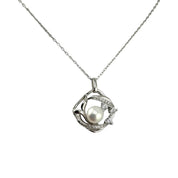 Sterling Silver, Freshwater Pearl, Zircon, Pendant, Necklace, Sea Harmony, Perfect Gift